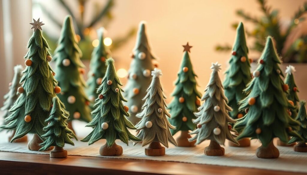felt christmas trees table decor