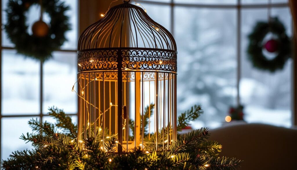 festive birdcage display