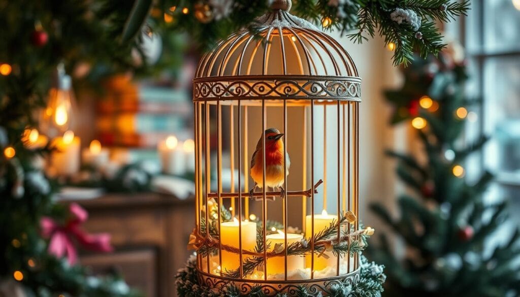 festive birdcage display