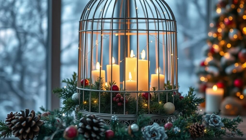 festive birdcage display