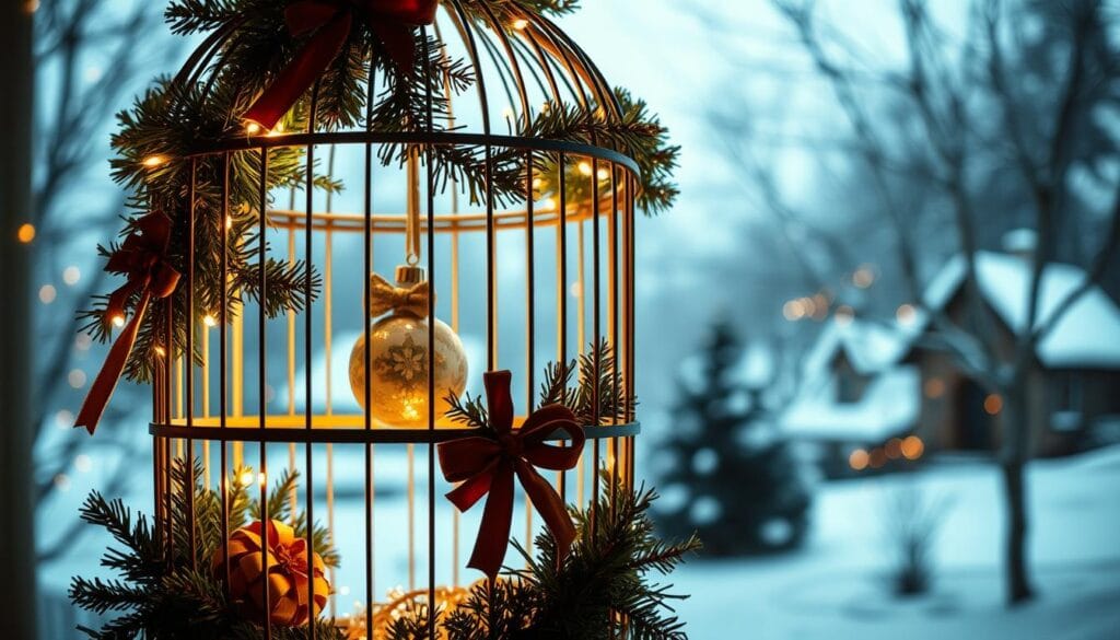 festive birdcage display