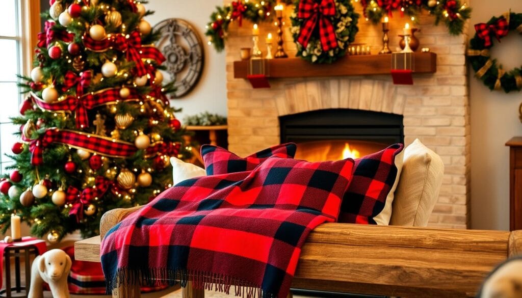 festive buffalo plaid Christmas decorations
