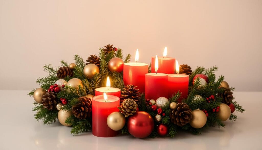 festive candle arrangement