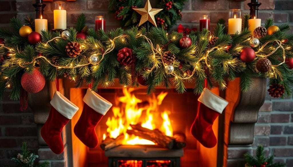 festive chimney decor
