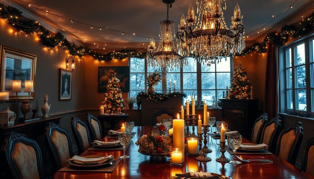 festive dining room lighting