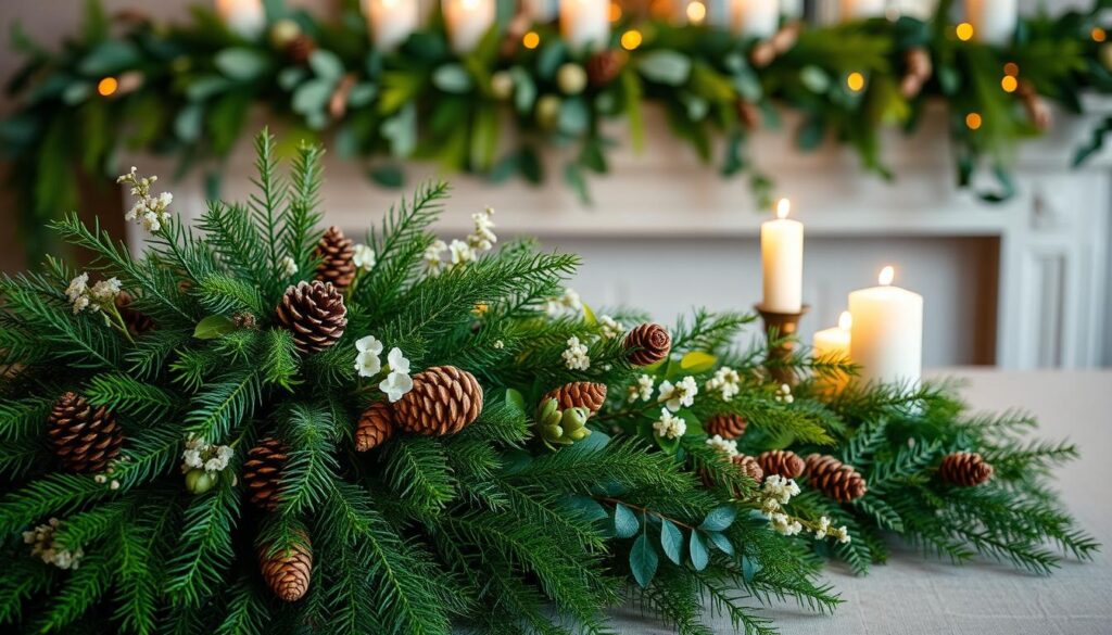 festive greenery table decor