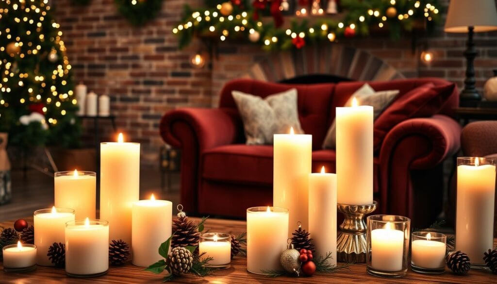 festive home accents with candles
