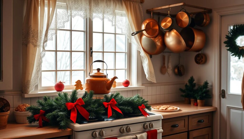 festive kitchen decor with traditional colors
