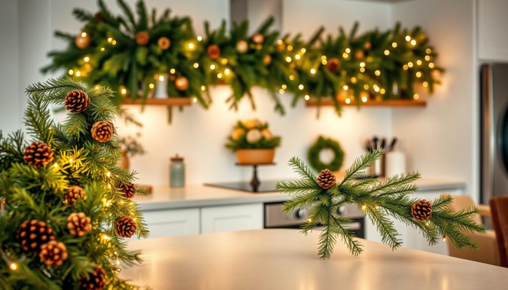 festive kitchen garland decor