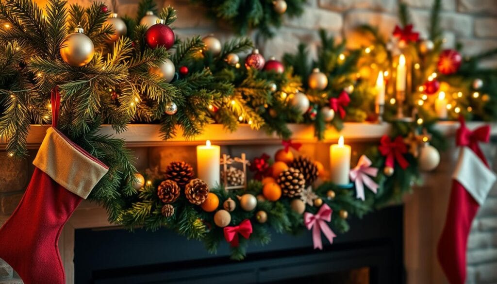 festive mantel decorating