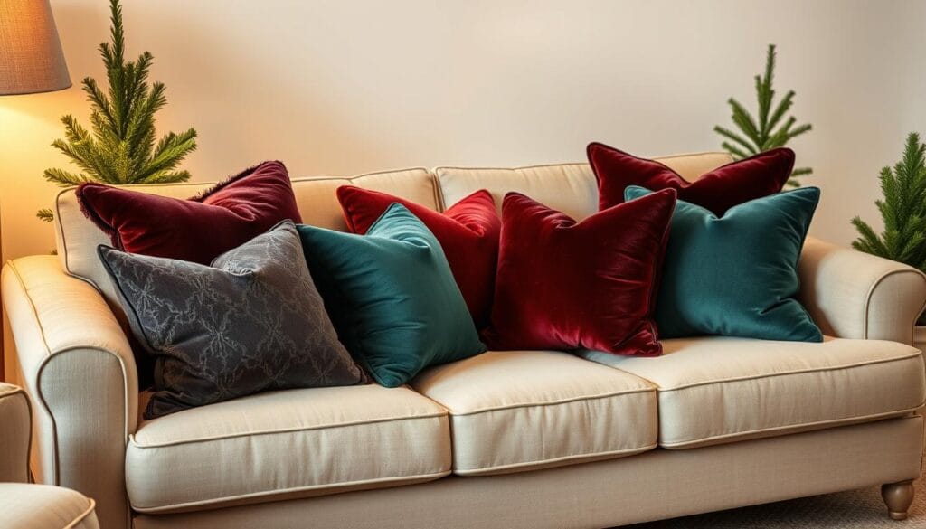 festive pillow arrangement inspiration