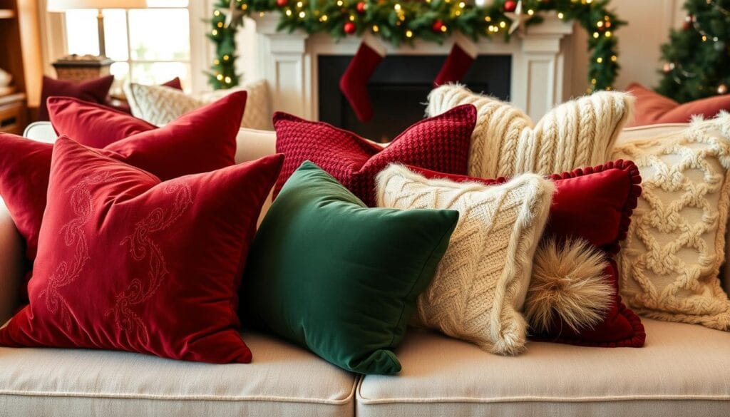festive pillow arrangement inspiration