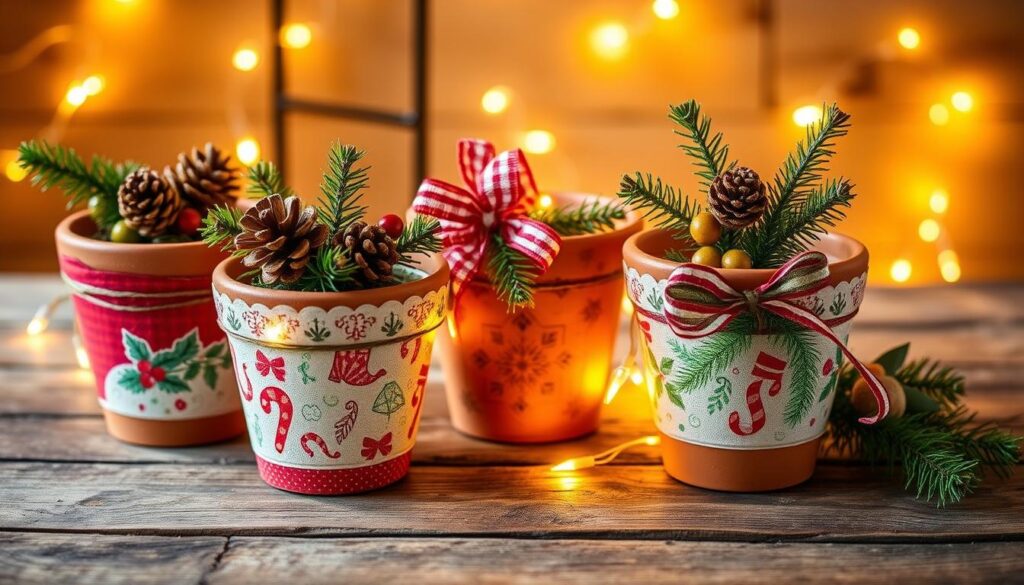 festive terra cotta pot wraps