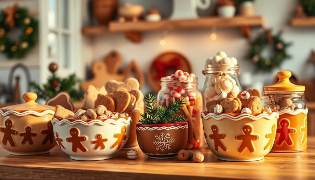 gingerbread decor bowls and jars