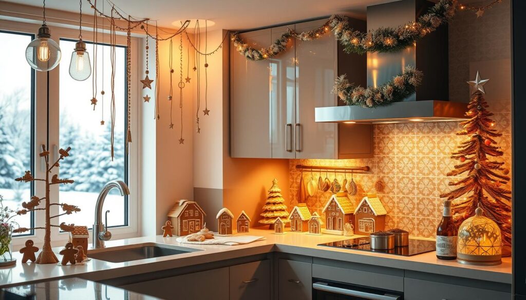 gingerbread decor in modern kitchen