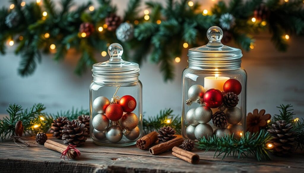 glass canister Christmas decor ideas