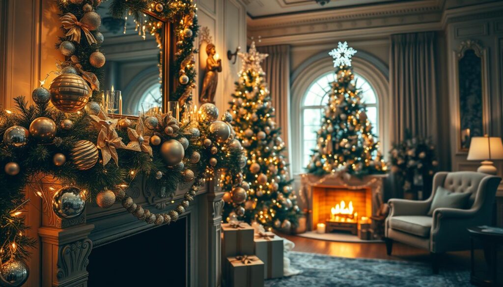 gold and silver holiday decor