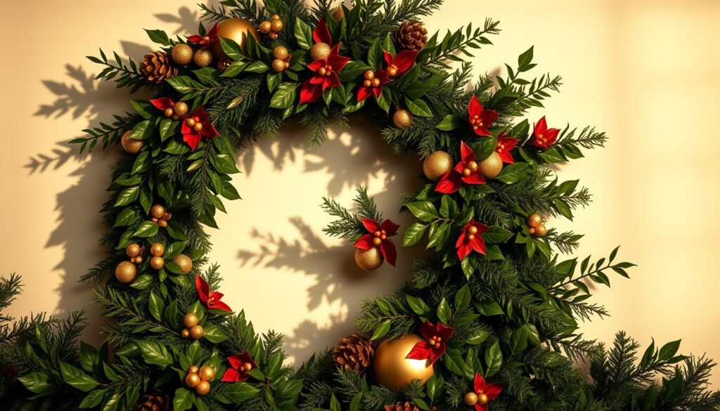 green and gold holiday wreath