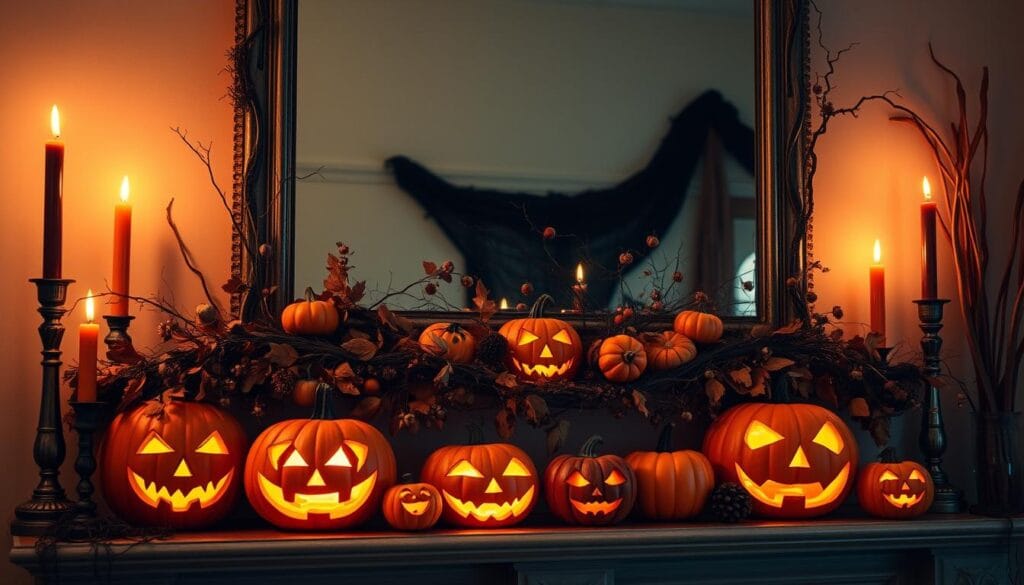 halloween mantel decor