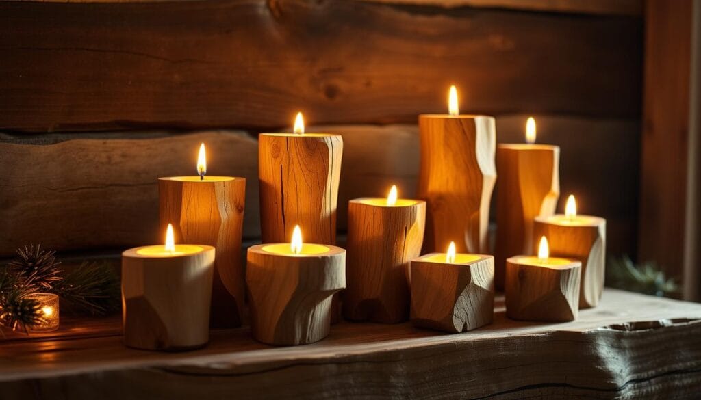 handmade wooden candle holders
