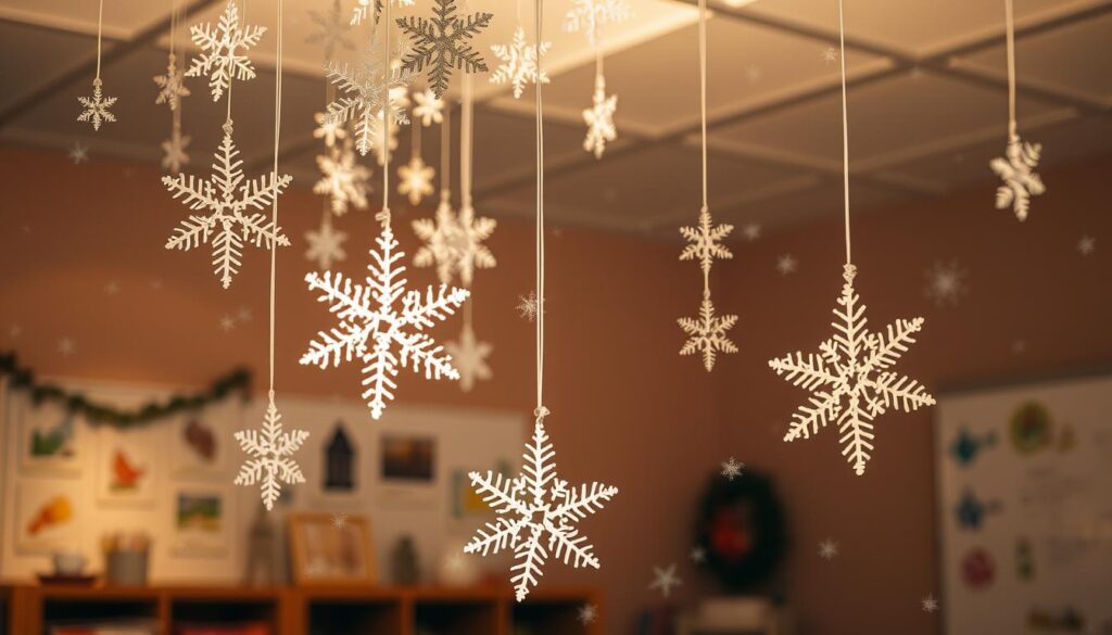 hanging snowflake decorations