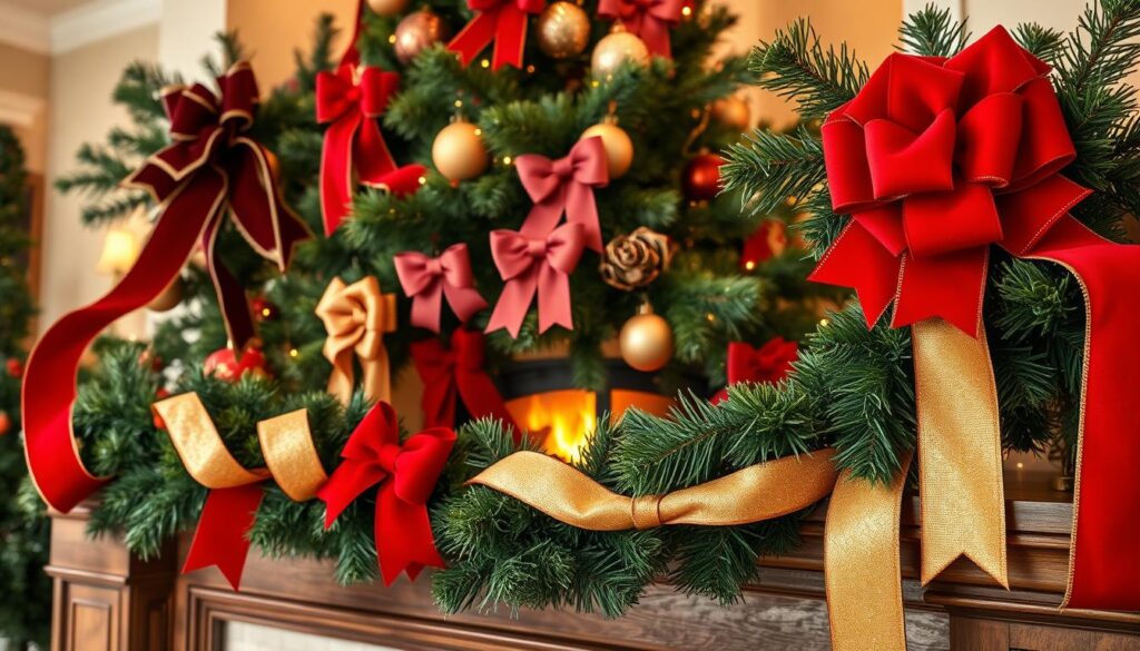 holiday bows and ribbon decor