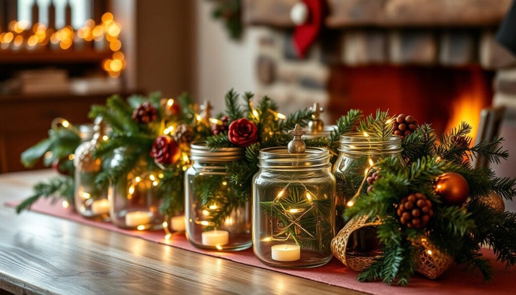 holiday glass canister centerpieces