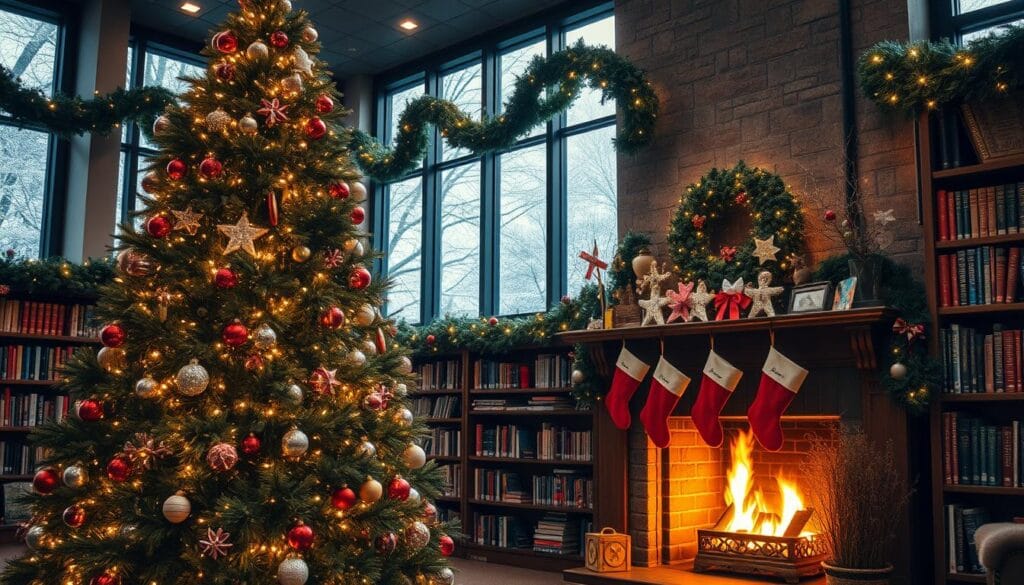 holiday library decorations