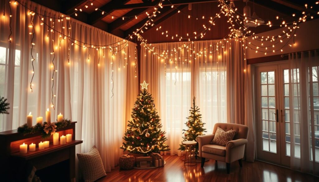 holiday lighting creating cozy atmosphere