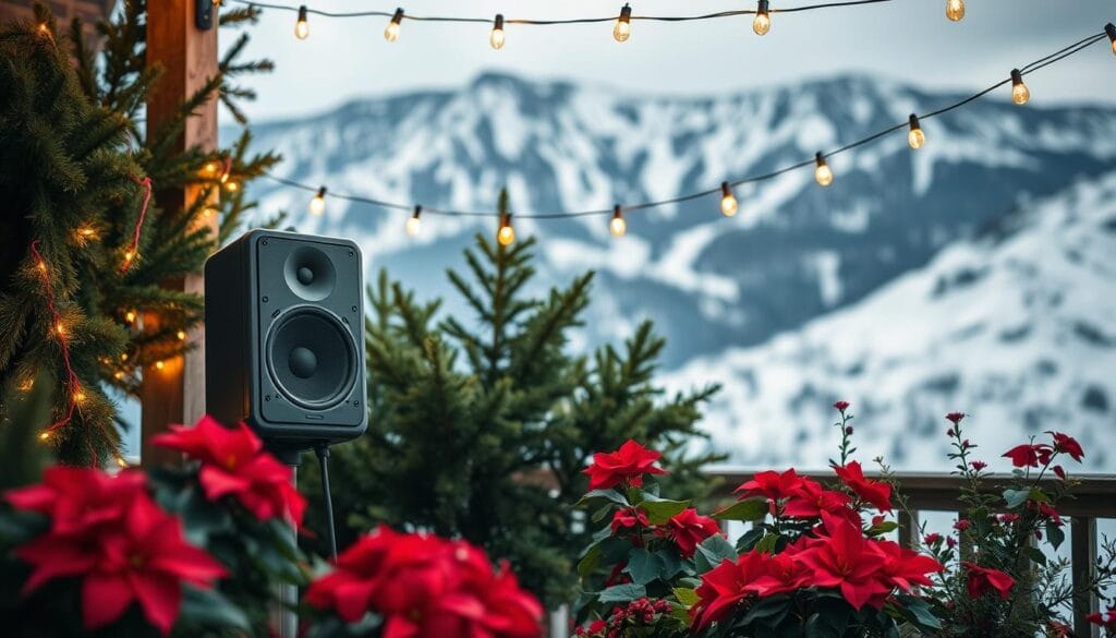 holiday music outdoor speakers