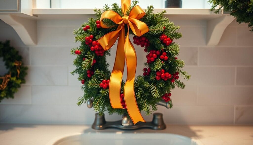 holiday sink wreath decor