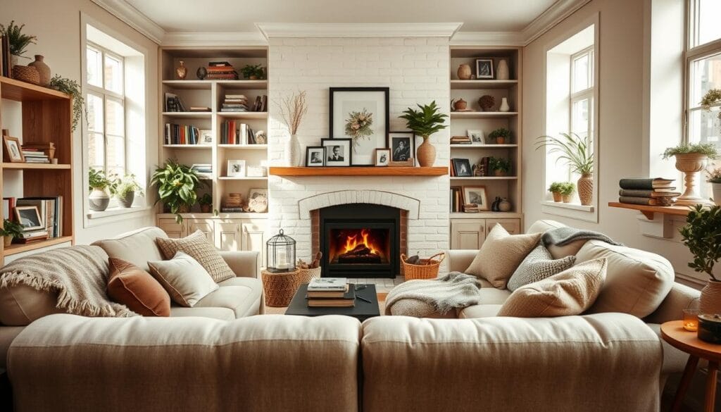 hygge home decor with family photos