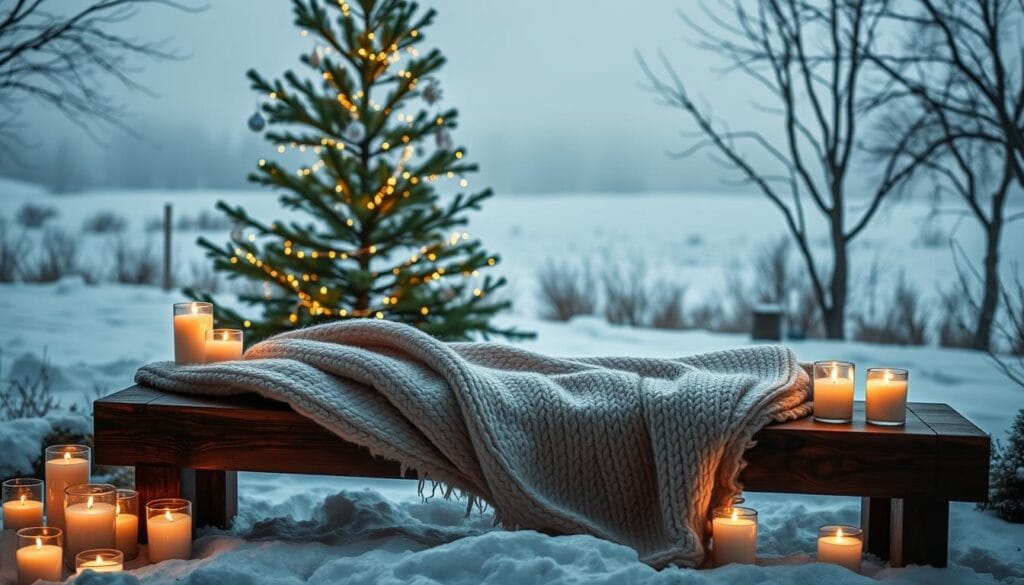 hygge-inspired winter decorating with soft lighting