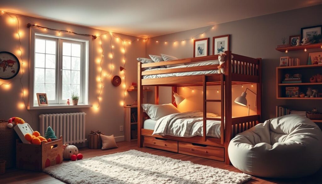 kids room with safe holiday lighting