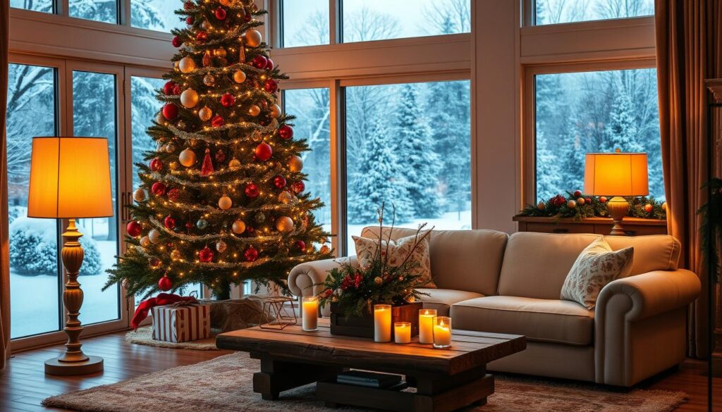 living room holiday lighting