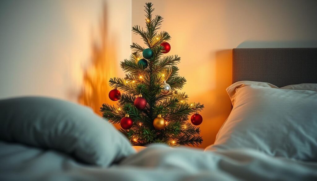 mini christmas tree in bedroom