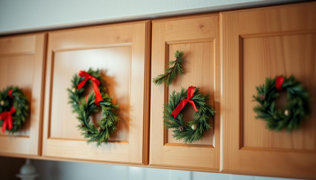 mini wreath cabinet decor