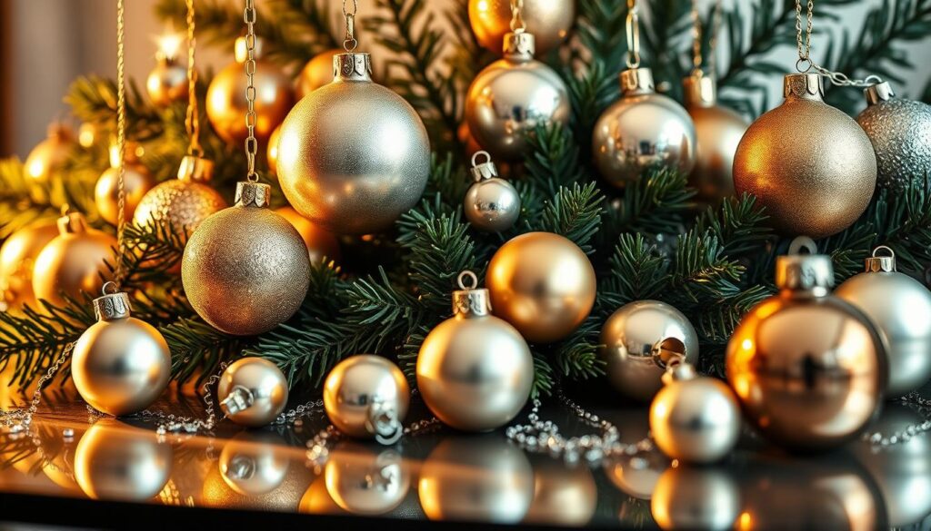 mixed metallic holiday ornaments