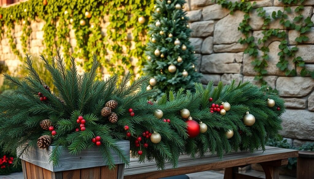 mixed natural and faux holiday decor