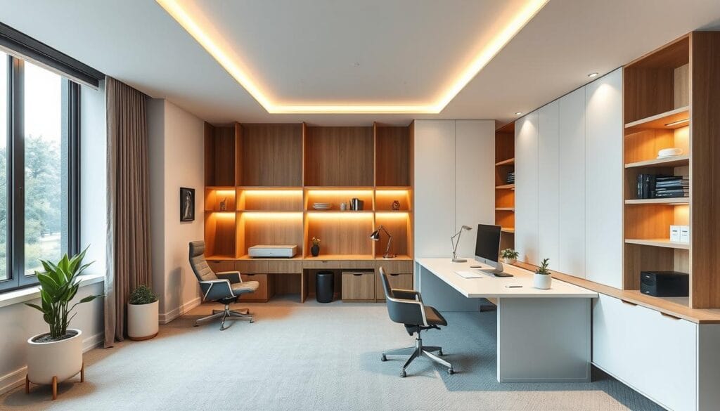 modern home office design with concealed wires