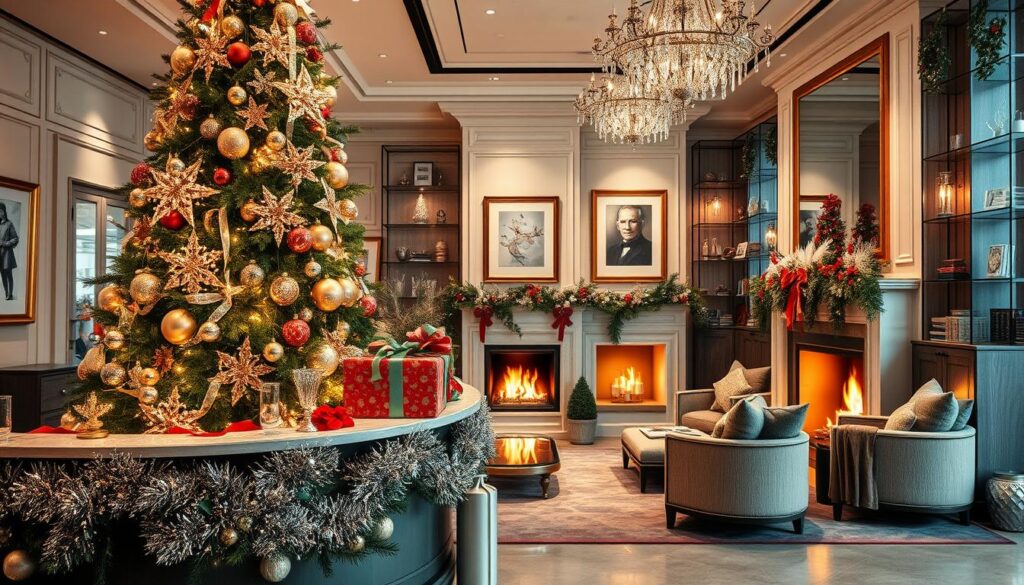 office reception holiday decorations
