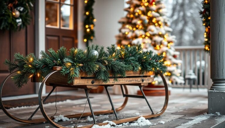 old sled christmas decor porch ideas