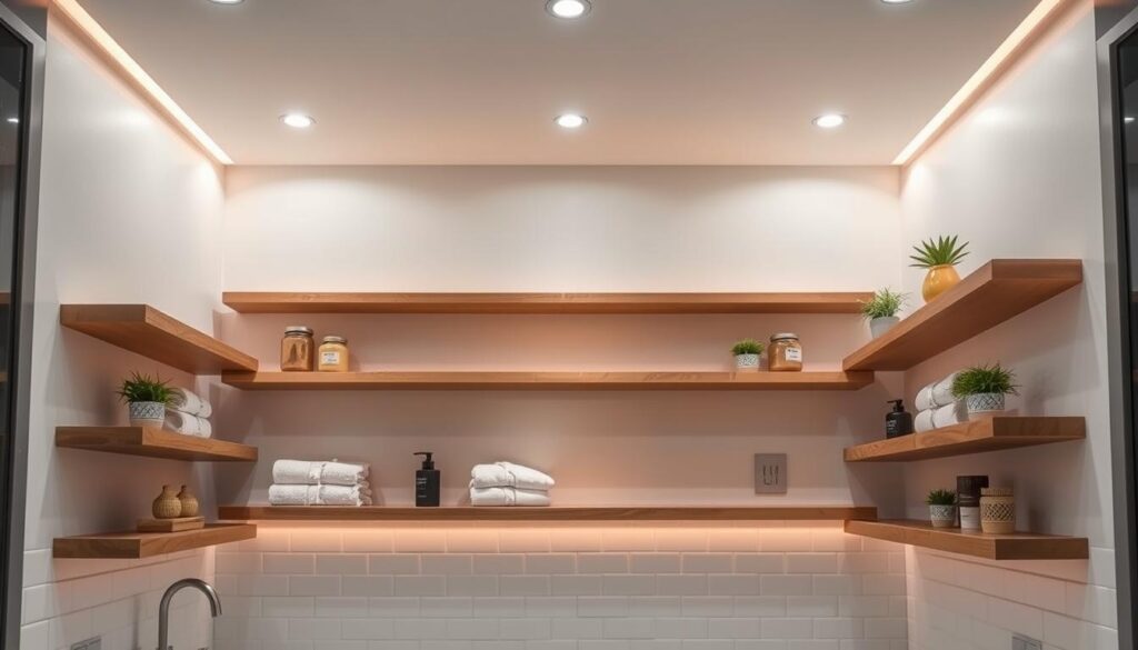 open shelving for storage and style