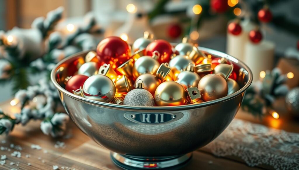 ornament bowl decor with jingle bells