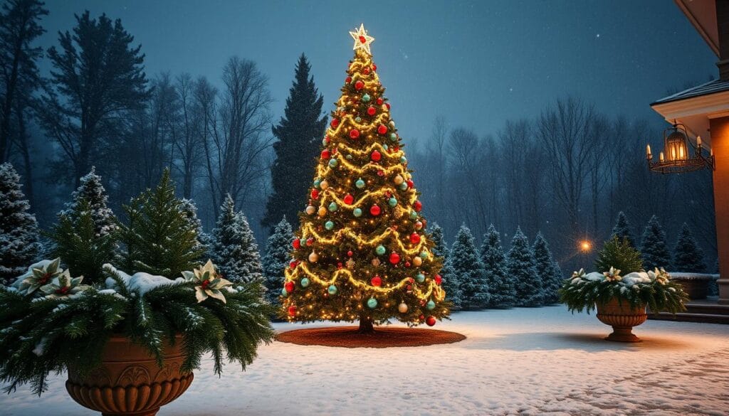 outdoor Christmas tree decor