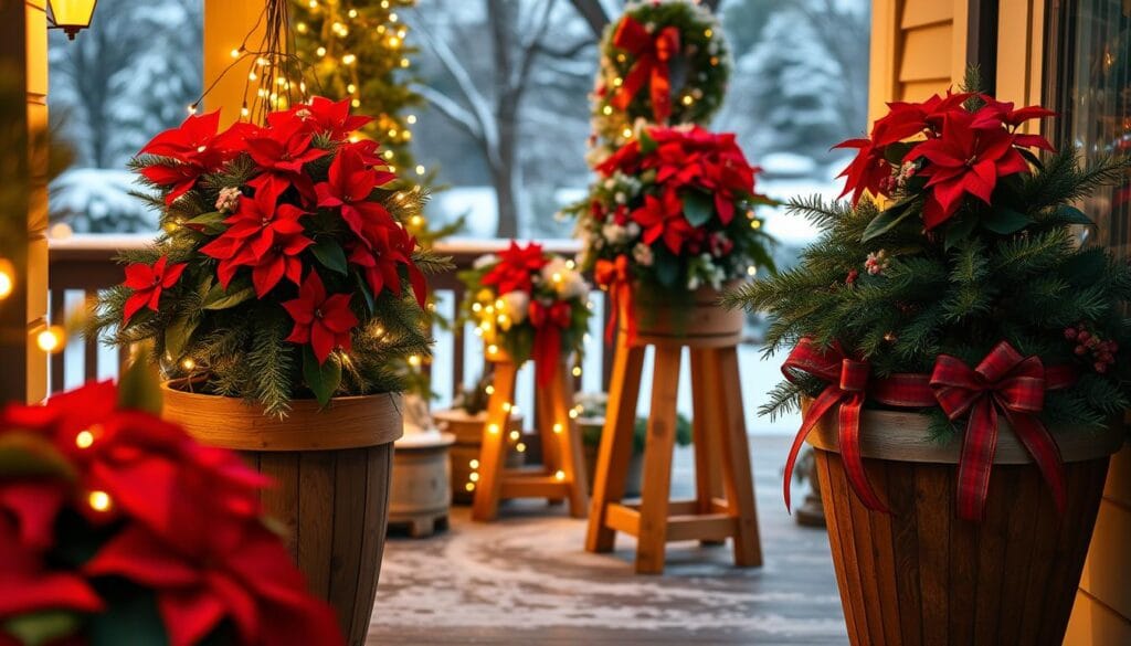 outdoor christmas planters