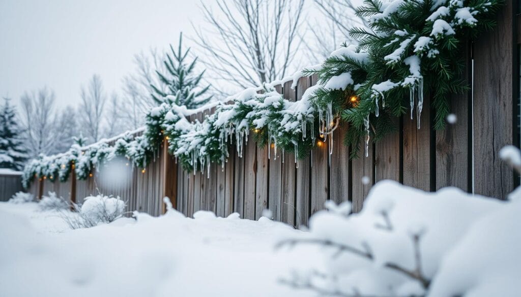 outdoor winter fence decorations