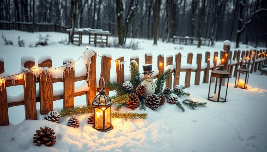 outdoor winter fence decorations