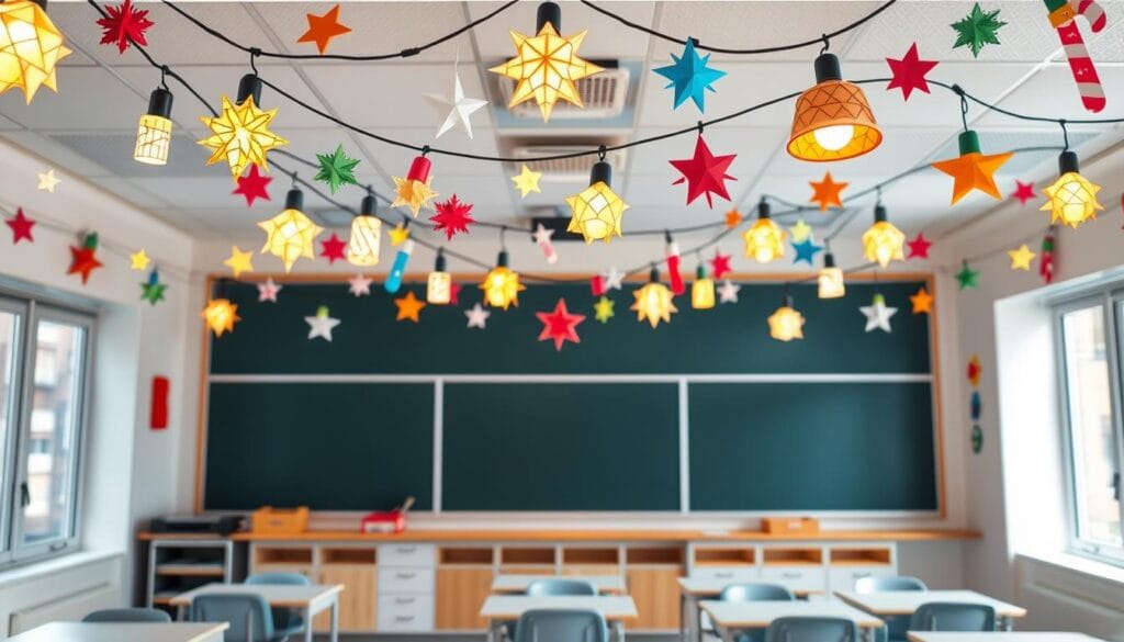 paper christmas lights classroom decor