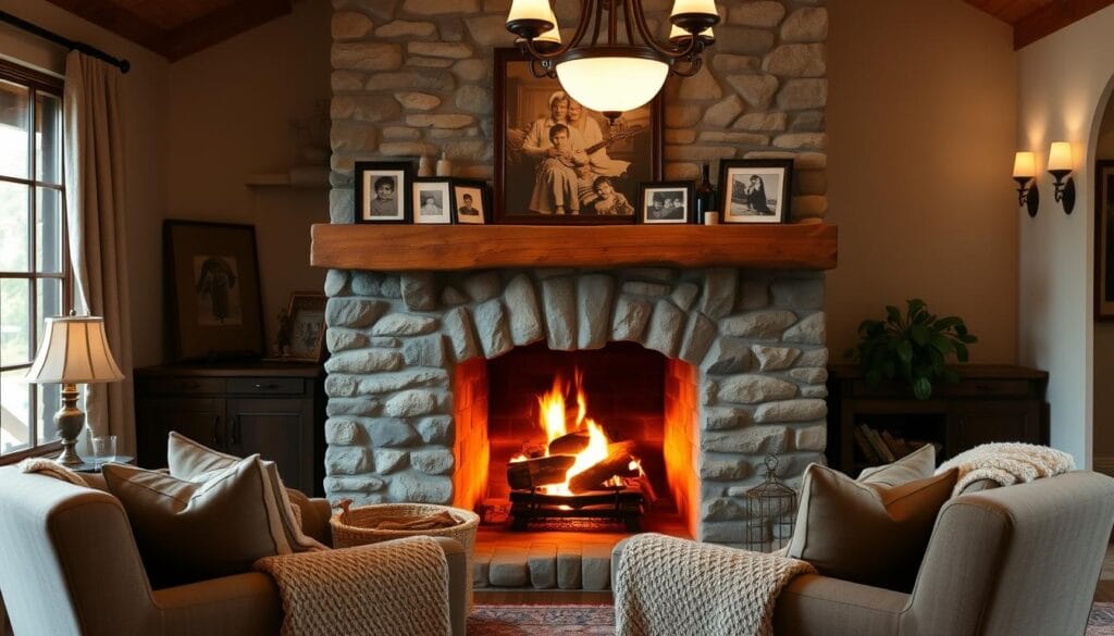 personalizing fireplace decor with family photos